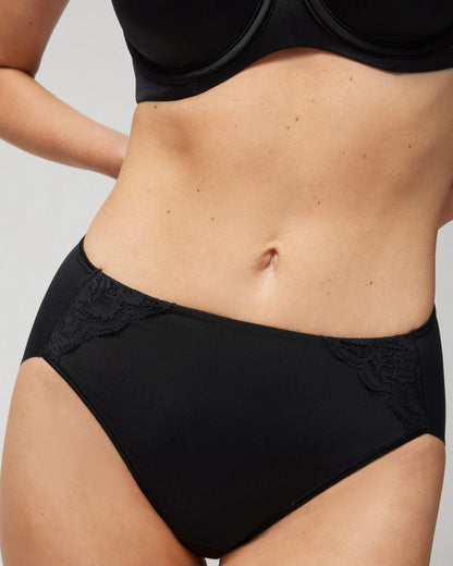 High-Leg Brief Panty with Lace - BLACK | Soma Women