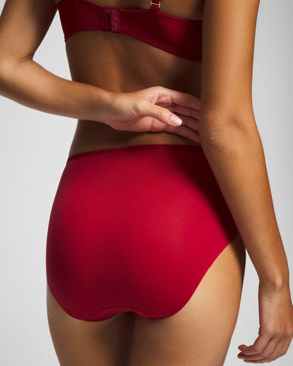 High-Leg Brief Panty with Sensuous Lace - RED VELVET TONAL W/ LUREX | Soma Women