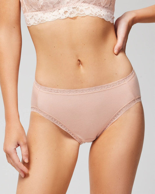 Cotton High-Leg Brief Panty with Lace Trim - HUSH | Soma Women