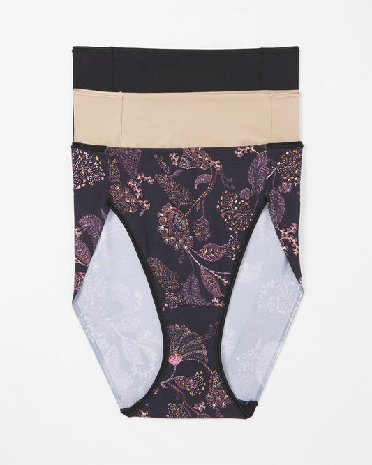 Tummy High-Leg Brief Panty 3 Pack - STITCH PAISLEY MULTIPACK | Soma Women