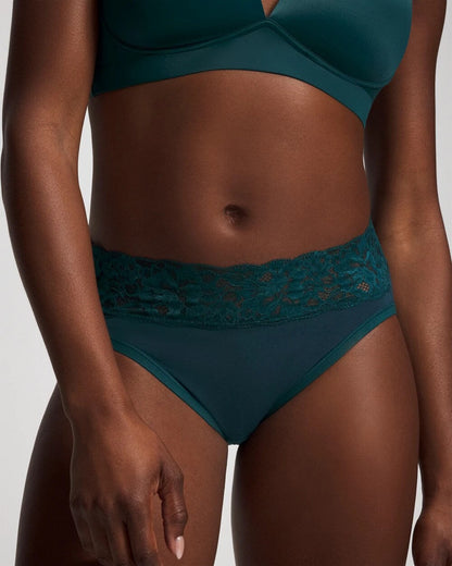 Embraceable High-Leg Brief Panty with Super Soft Signature Lace - DEEP TEAL W/ DTM FOIL | Soma Women