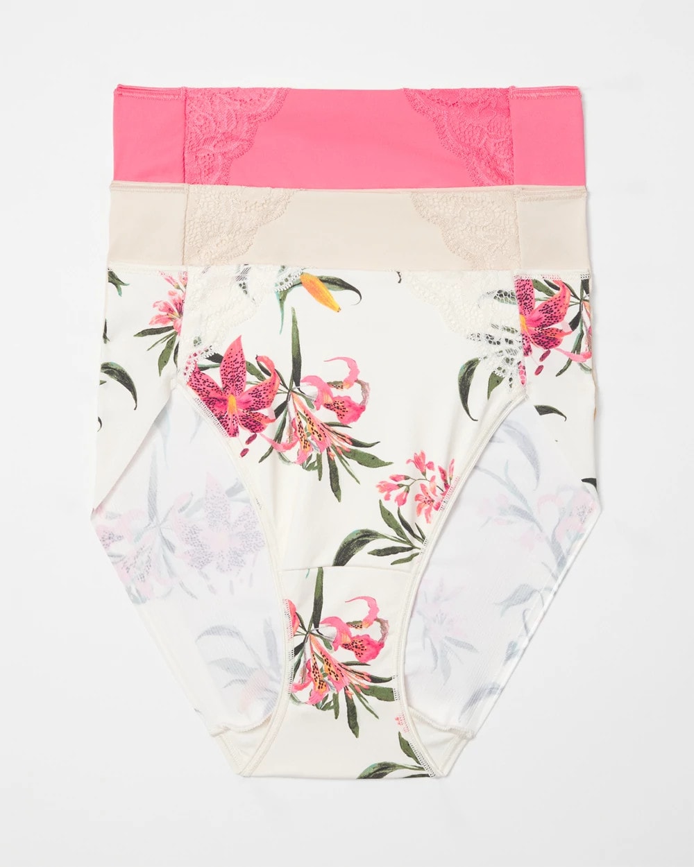 High-Leg Brief Panty with Lace 3 Pack - CAMELLIA ROSE MULTIPACK | Soma Women