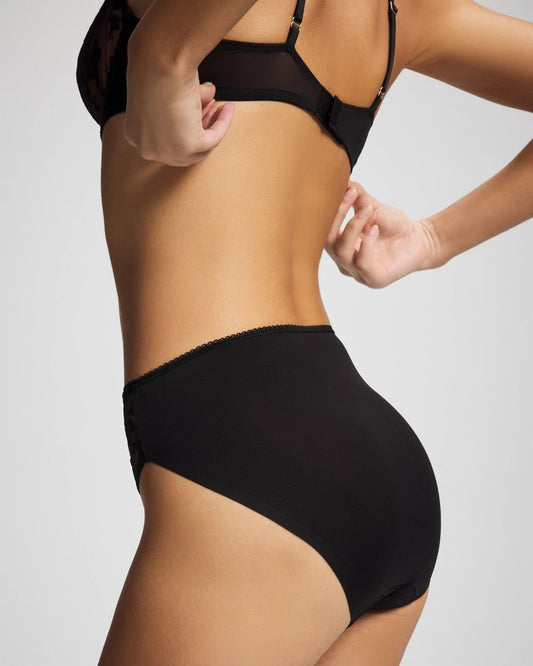 High-Leg Panty with Sensuous Embroidery - BLACK | Soma Women