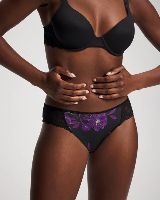 Edge Bikini Panty with Lace - GILDED BLOOMS MAGENTA M | Soma Women