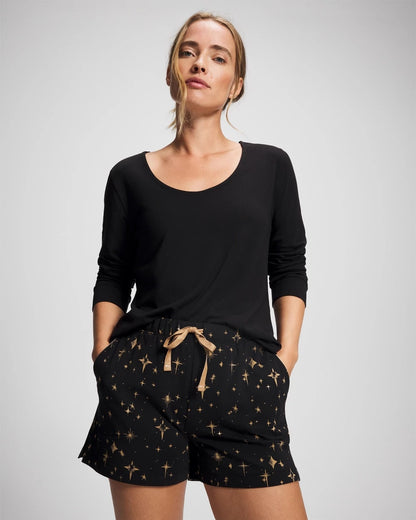 Pajama Shorts - STELLAR SCENE BLACK/FOIL | Soma Women