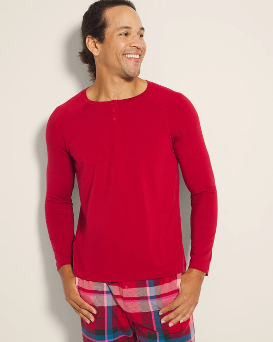 Men's Henley Pajama Top - PAINT THE TOWN RED | Soma Women