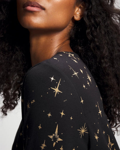 Long-Sleeve Sleepshirt - STELLAR SCENE BLACK/FOIL | Soma Women
