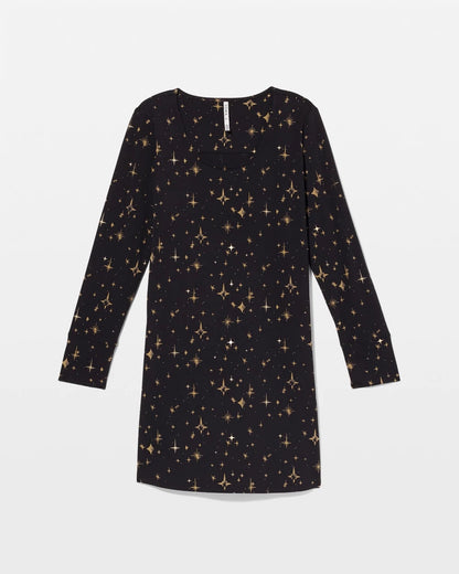 Long-Sleeve Sleepshirt - STELLAR SCENE BLACK/FOIL | Soma Women