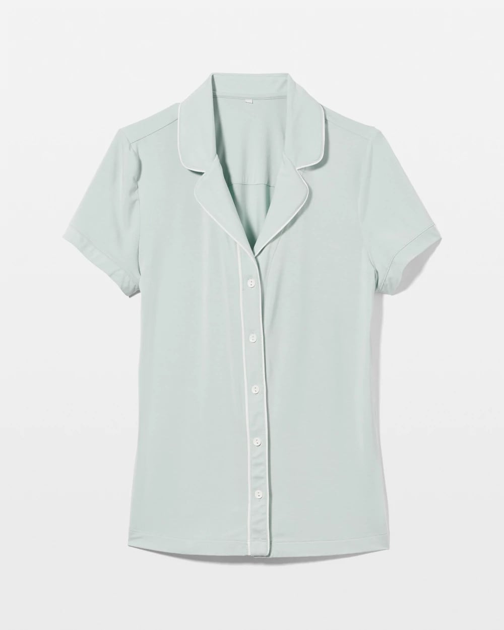 Solid Short Sleeve Notch Collar Pajama Top - HARBOR GREEN | Soma Women