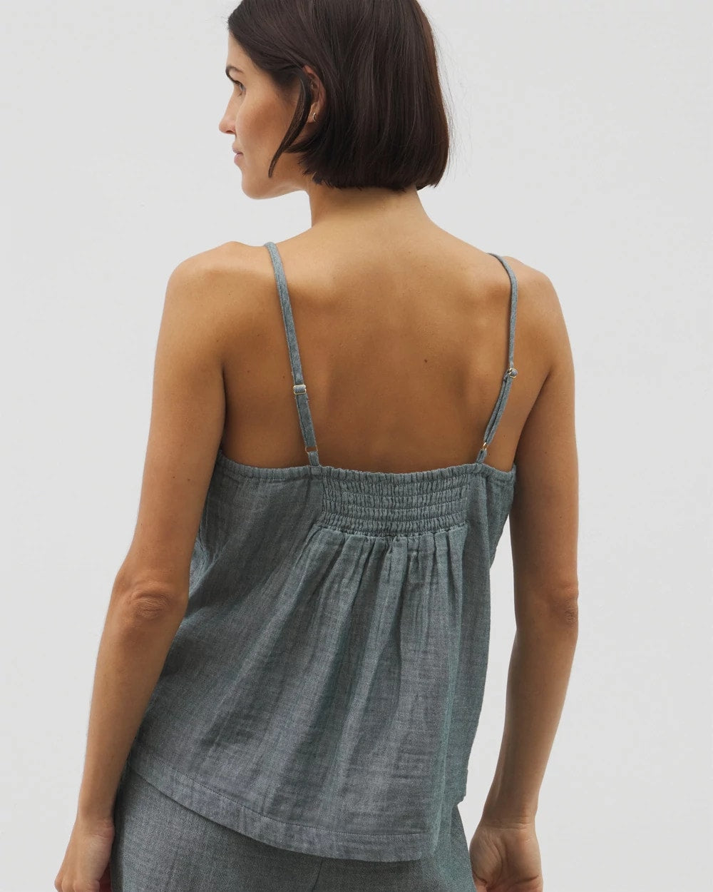 Cotton Gauze Pajama Cami - DARK SEA CROSSDYE | Soma Women