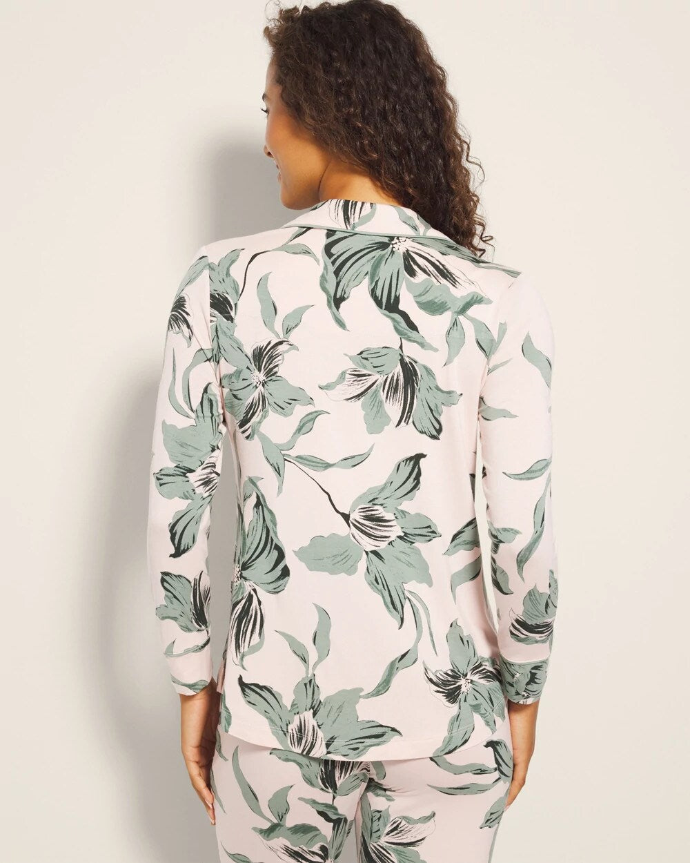 Long-Sleeve Printed Notch Collar Pajama Top - BLOOM BREEZE G SEPIA ROSE | Soma Women