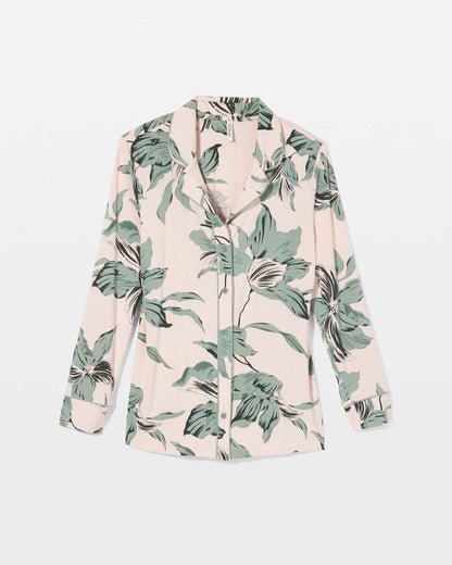 Long-Sleeve Printed Notch Collar Pajama Top - BLOOM BREEZE G SEPIA ROSE | Soma Women