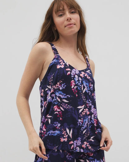 Mini Ruffle Pajama Cami - BLOOM BRIGHTLY NAVY | Soma Women
