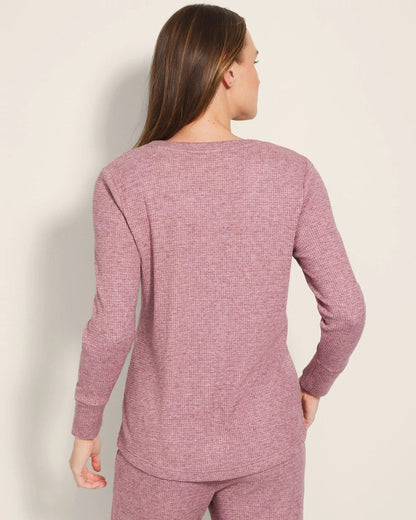 Long-Sleeve Pajama Henley - HEATHER PINOT | Soma Women