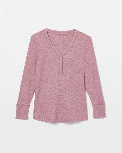 Long-Sleeve Pajama Henley - HEATHER PINOT | Soma Women