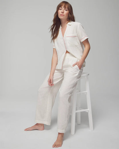 Pajama Pants - DBL CLOTH BW STRIPE | Soma Women