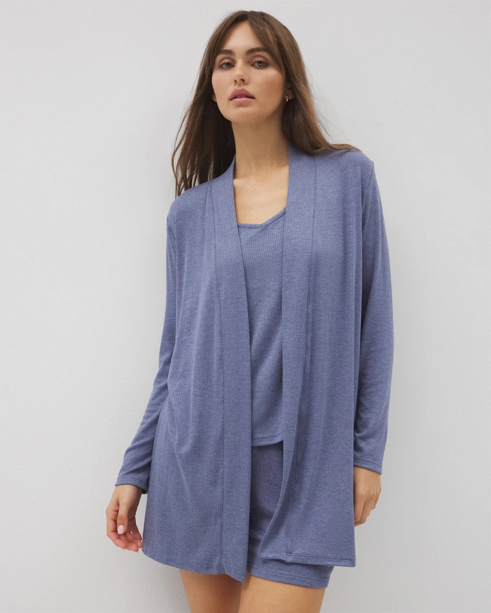 Lightweight Rib Knit Long Sleeve Wrap - HEATHER DUSK | Soma Women