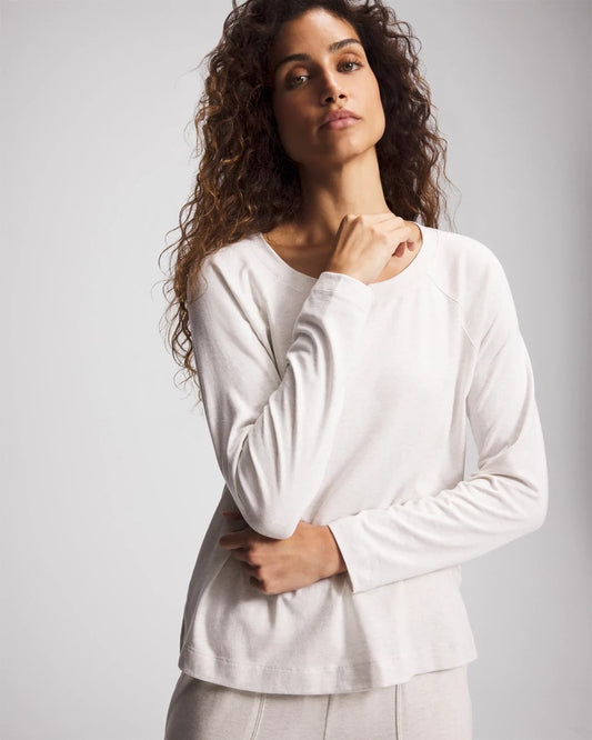 Most Loved Cotton Long Sleeve Pajama Tee - HEATHER CRYSTAL | Soma Women