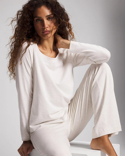 Most Loved Cotton Long Sleeve Pajama Tee - HEATHER CRYSTAL | Soma Women