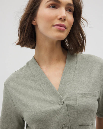 Button-Front Pajama Tee - HEATHER HIGHLANDS | Soma Women