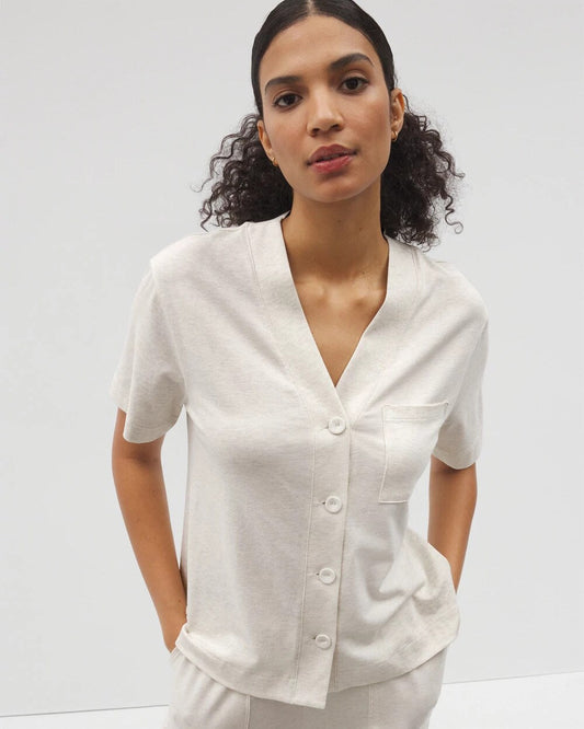 Button-Front Pajama Tee - HEATHER CRYSTAL | Soma Women