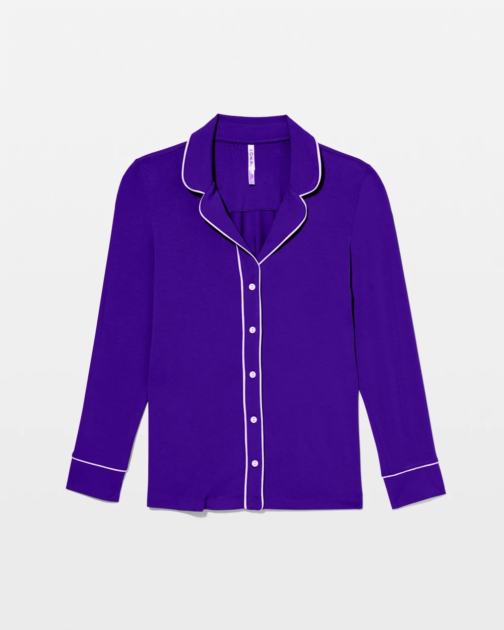 Long-Sleeve Notch Collar Pajama Top - PASSIONFLOWER | Soma Women