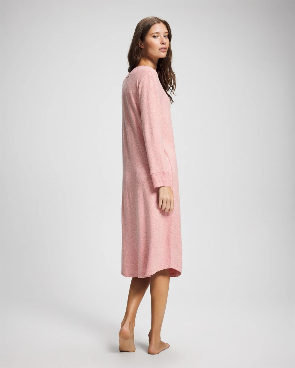 Long Sleeve Midi Sleepshirt - CAMEO PINK/DUSTY ROSE | Soma Women