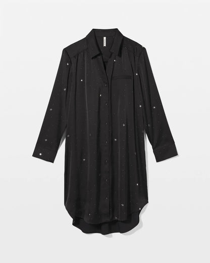 Long-Sleeve Sleep Shirt - SILVER DEW DROP/BLACK | Soma Women