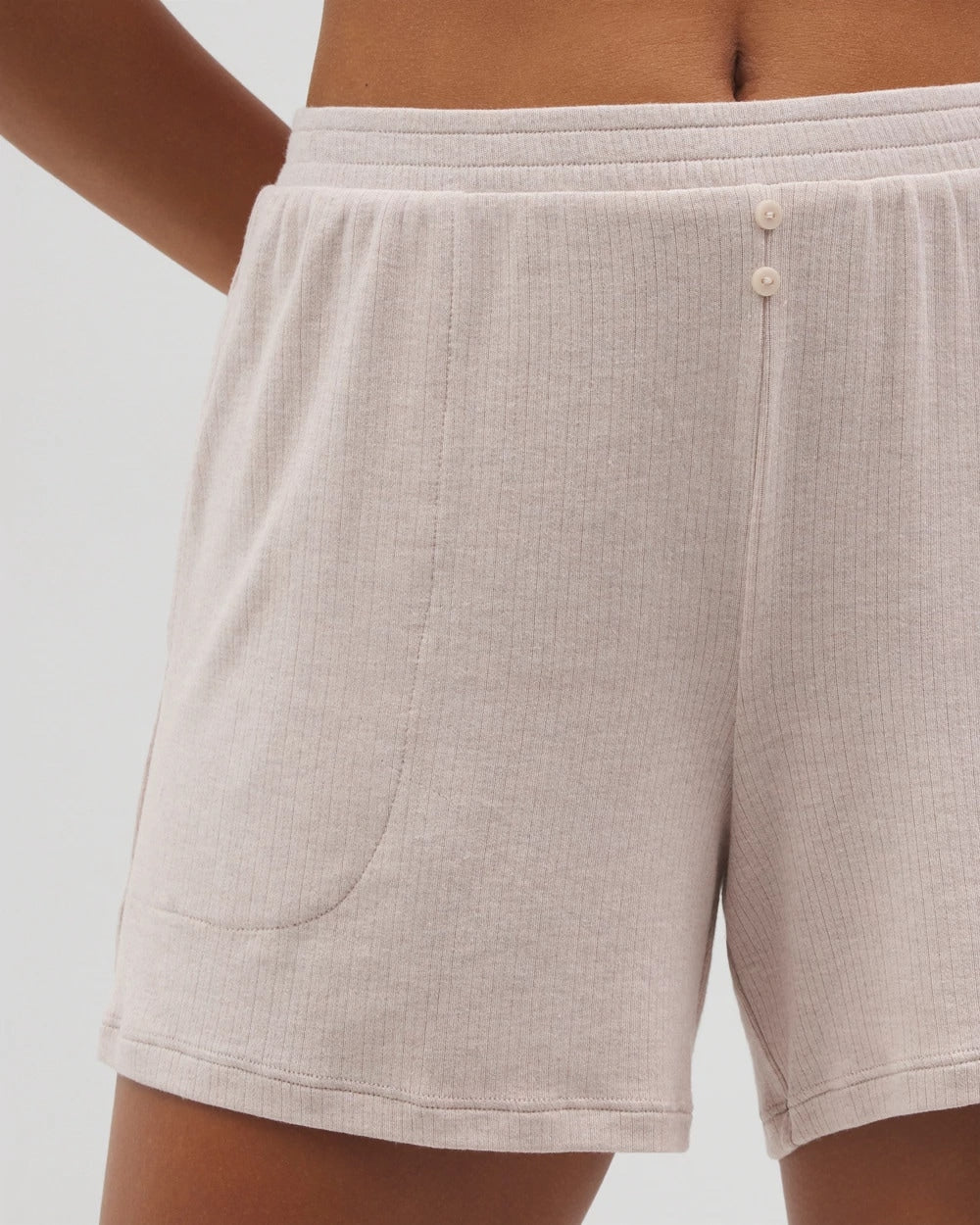 Lightweight Rib Knit Pajama Shorts - HEATHER BARELY THERE | Soma Women