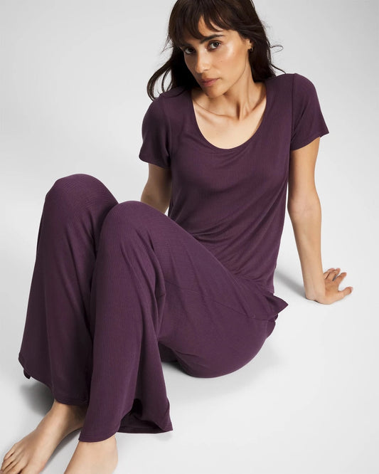 Lightweight Rib Knit Short Sleeve Pajama Tee - PLUM PERFECT | Soma Women