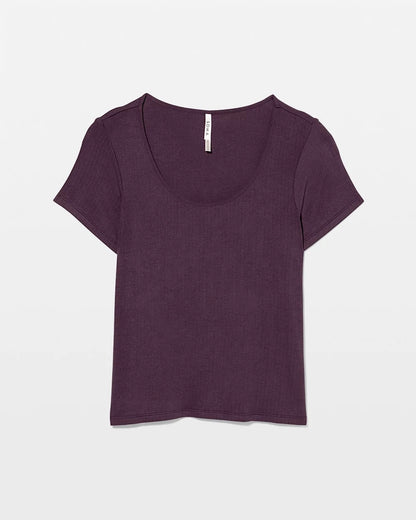 Lightweight Rib Knit Short Sleeve Pajama Tee - PLUM PERFECT | Soma Women
