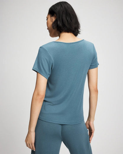 Lightweight Rib Knit Short Sleeve Pajama Tee - TAPESTRY | Soma Women
