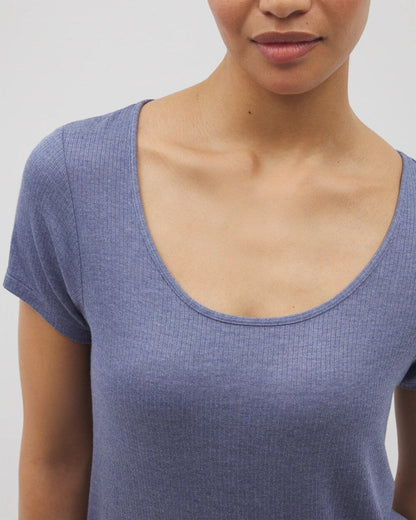 Lightweight Rib Knit Short Sleeve Pajama Tee - HEATHER DUSK | Soma Women