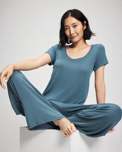 Lightweight Rib Knit Wide Leg Pajama Pants - TAPESTRY | Soma Women