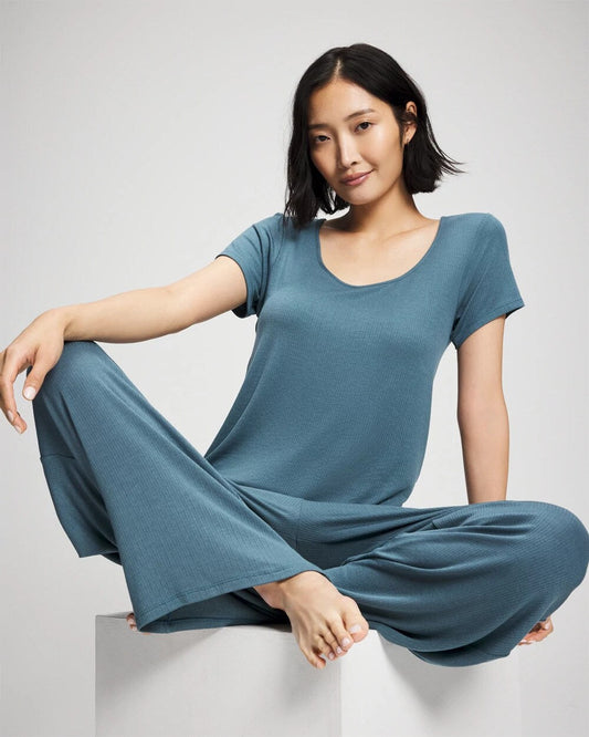 Lightweight Rib Knit Wide Leg Pajama Pants - TAPESTRY | Soma Women