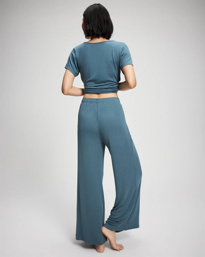 Lightweight Rib Knit Wide Leg Pajama Pants - TAPESTRY | Soma Women