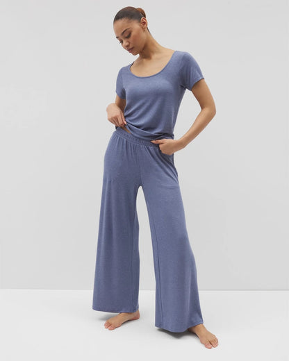 Lightweight Rib Knit Wide Leg Pajama Pants - HEATHER DUSK | Soma Women
