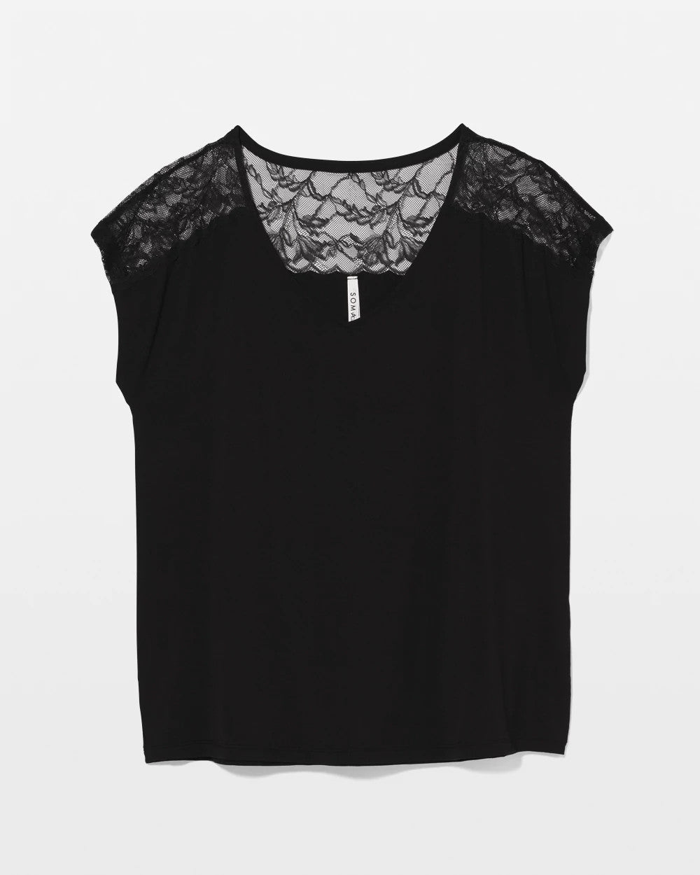 Short Sleeve Lace Pajama Tee - BLACK | Soma Women