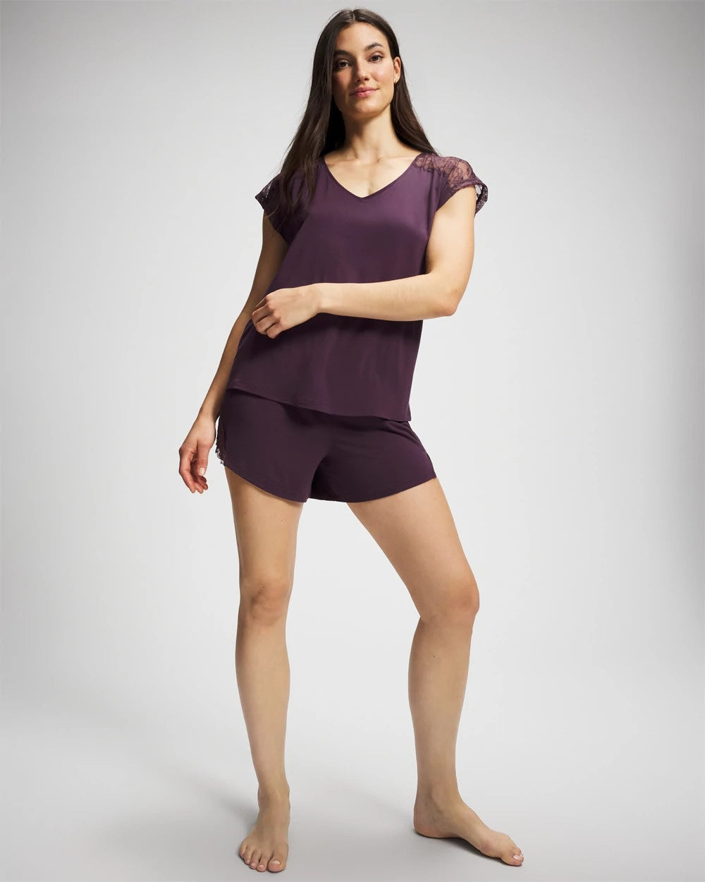 Short Sleeve Lace Pajama Tee - PLUM PERFECT | Soma Women