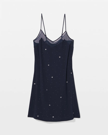 Mesh Trim Chemise - SILVER DEW DROP/NAVY | Soma Women
