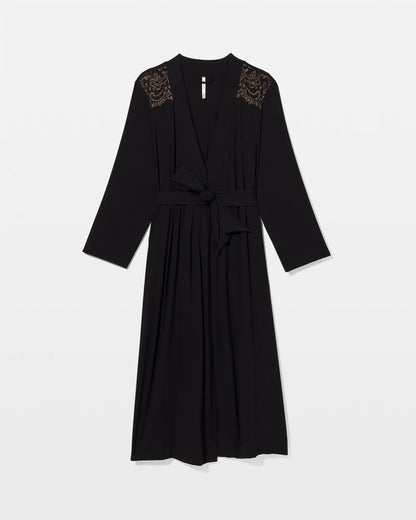Long Robe with Lace - BLACK | Soma Women