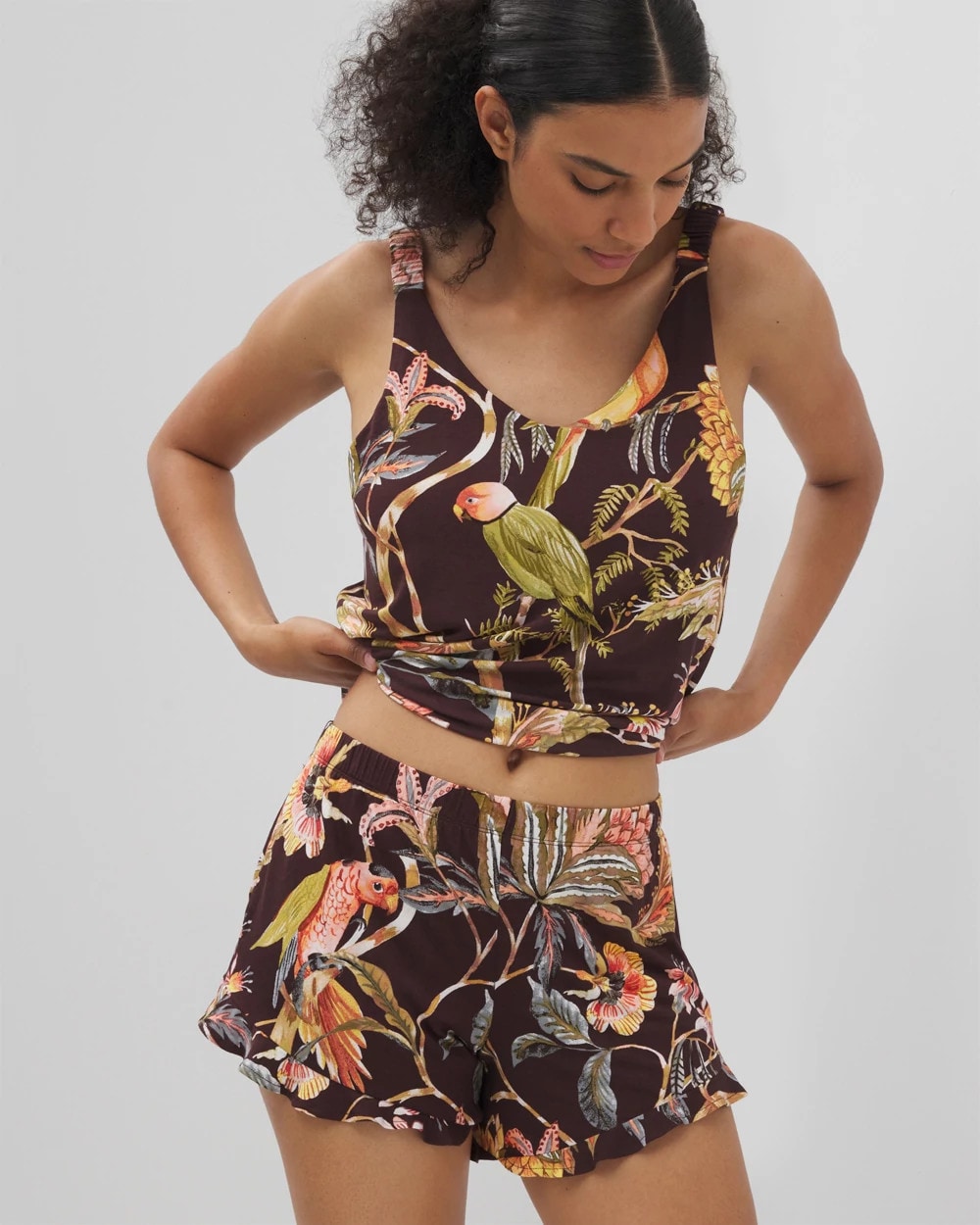 Ruffle Pajama Shorts - PARROT-DISO PLUME G PLUM | Soma Women