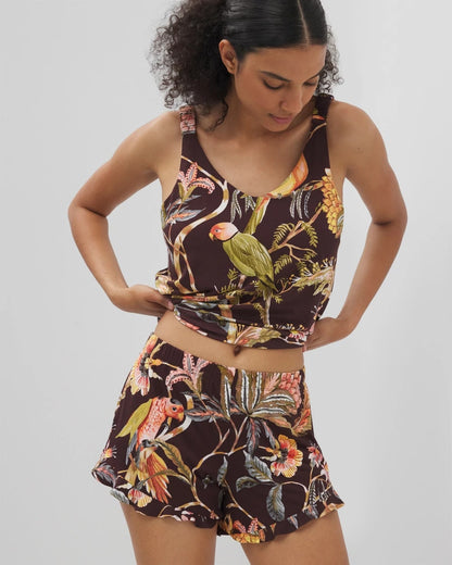 Ruffle Pajama Shorts - PARROT-DISO PLUME G PLUM | Soma Women