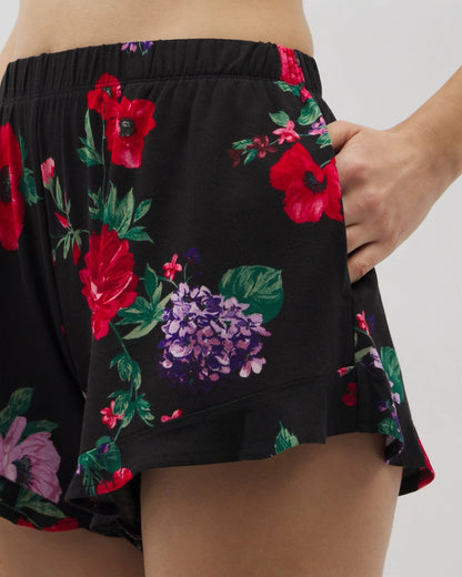 Ruffle Pajama Shorts - RHAPSODY FLORA BLACK | Soma Women
