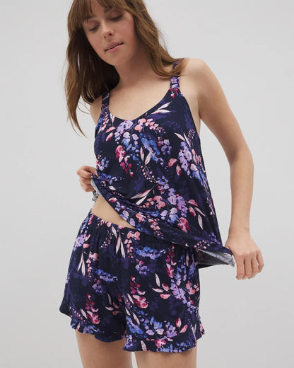Ruffle Pajama Shorts - BLOOM BRIGHTLY NAVY | Soma Women