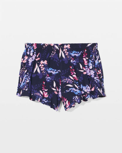 Ruffle Pajama Shorts - BLOOM BRIGHTLY NAVY | Soma Women