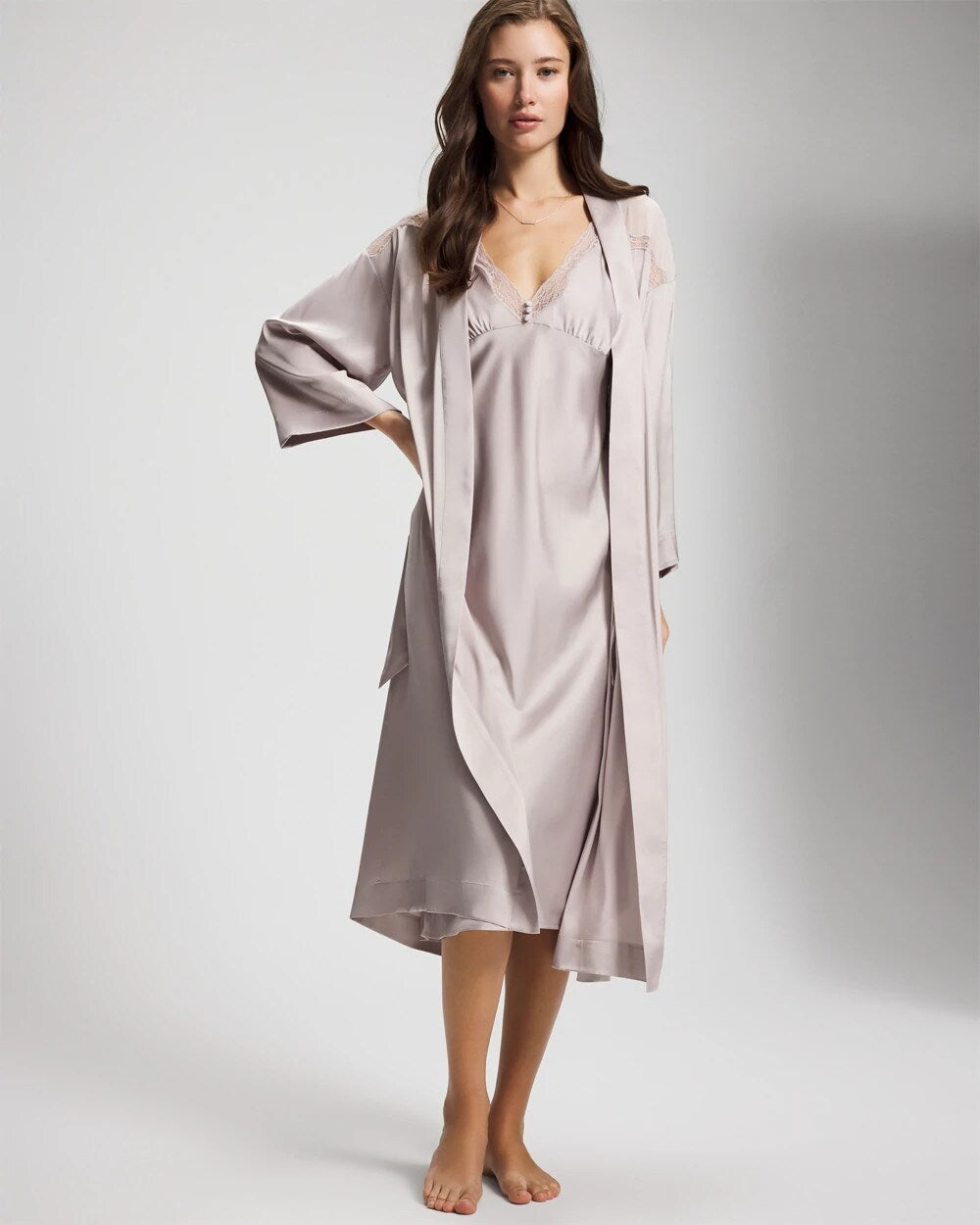 Lace Long Robe - GRAY GLASS | Soma Women