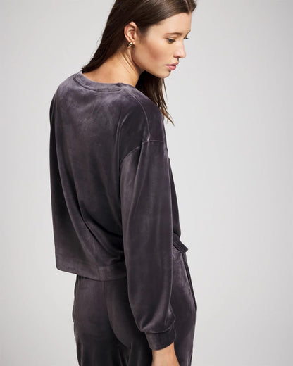 Velour Crewneck Sweatshirt - GRAY INK | Soma Women