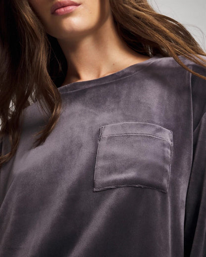 Velour Crewneck Sweatshirt - GRAY INK | Soma Women