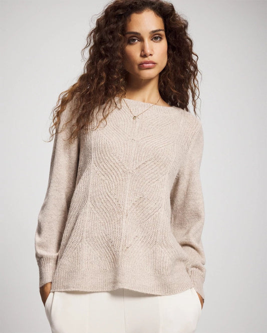 Shimmer Cable Knit Sweater - HEATHER SHELL | Soma Women